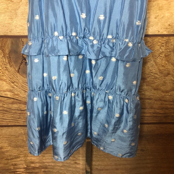 St.Roche S Dress 100% Silk Blue Tiered Spaghetti - Picture 3 of 8